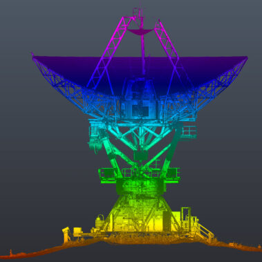 Cutaway view of the CSIRO 22 meter radio telescope antenna in the large array.